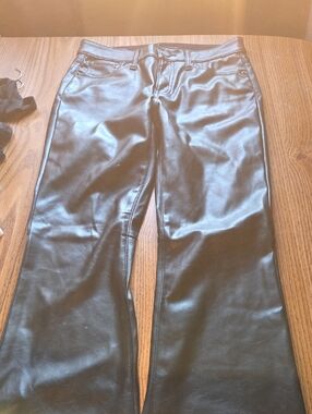 GAP Black Faux Leather Flared Jeans